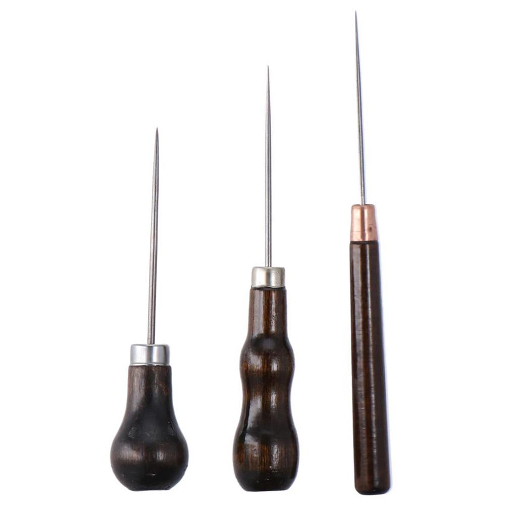 Leatherworking Equipment - 나무 손잡이 스크래치 송곳 도구, 가죽
