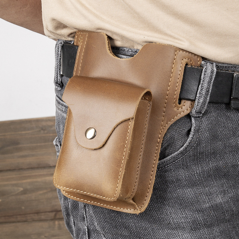 Leather Works Belt - 남성용 허리 가방 - 천연 가죽