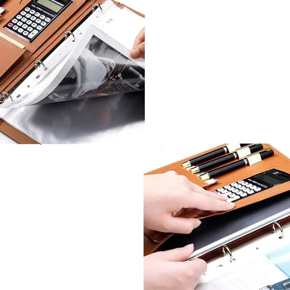 계산기와 펜 홀더가 장착된 A4Pu 가죽 서류가방 다양 - Leather Work Folder 리뷰 및 가격