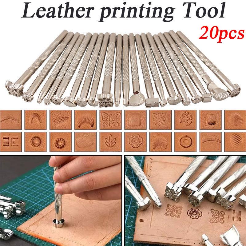 20종 가죽 도장 조각 도구 세트, 스탬프 프린팅 펀치 - Leatherwork Punching Tool 리뷰 및 가격