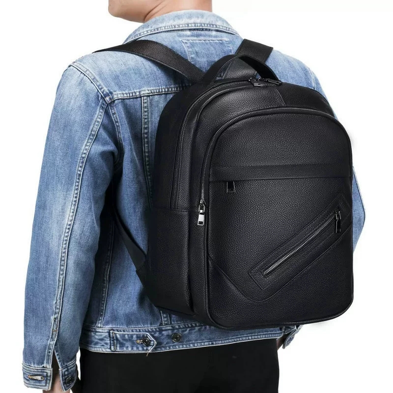 블랙 정품 가죽 노트북 배낭 남성용 멀티 지퍼 포켓 비 - Leather Work Rucksack Mens 리뷰 및 가격