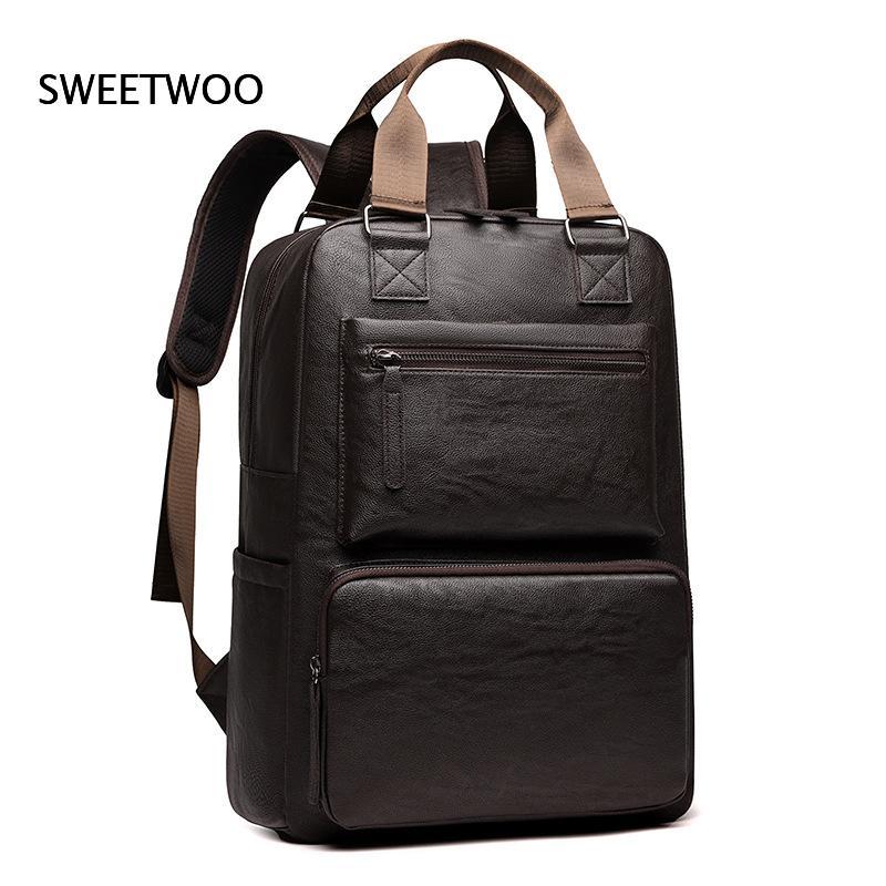 남성용 인조 가죽 노트북 백팩, 듀얼 탑 핸들, 다중  - Leather Work Rucksack Mens 리뷰 및 가격