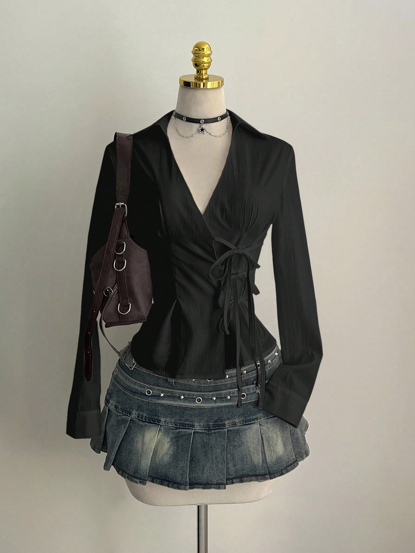 하라주쿠 여성용 셔츠 독특한 미학 슬림핏 섹시 Y2K  - Unique Leather Work 리뷰 및 가격