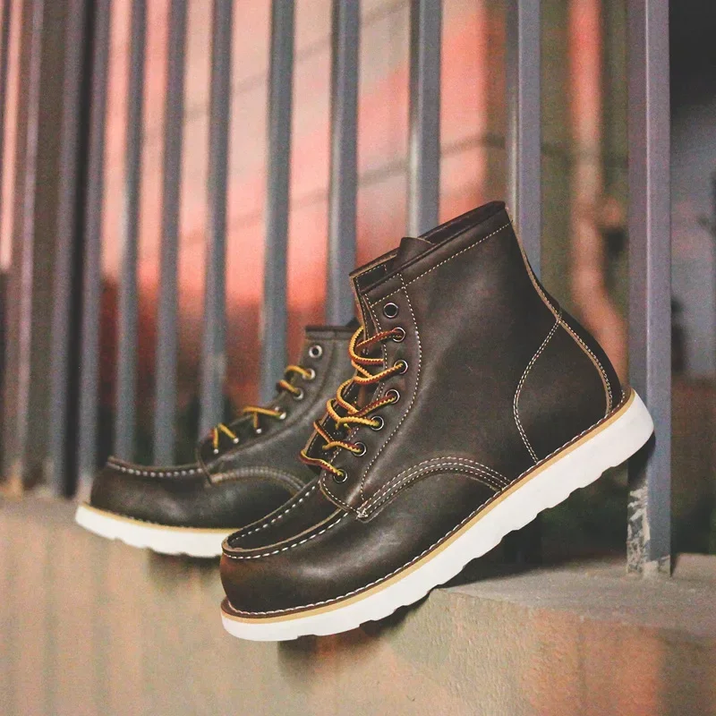 진짜 가죽 남성 부츠 빈티지 툴링 부츠 남성 숏 부츠  - Leatherworking Equipment 리뷰 및 가격