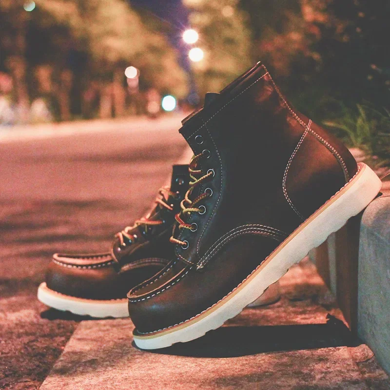 진짜 가죽 남성 부츠 빈티지 툴링 부츠 남성 숏 부츠  - Leatherworking Equipment 리뷰 및 가격